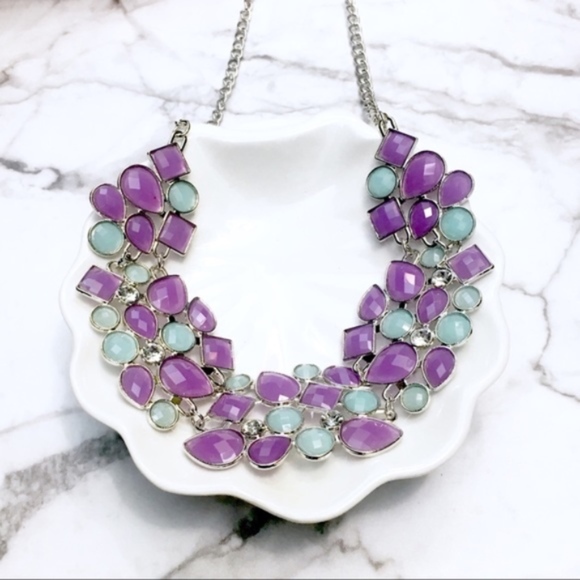 💎 Lavender Periwinkle Statement Necklace - Picture 1 of 7